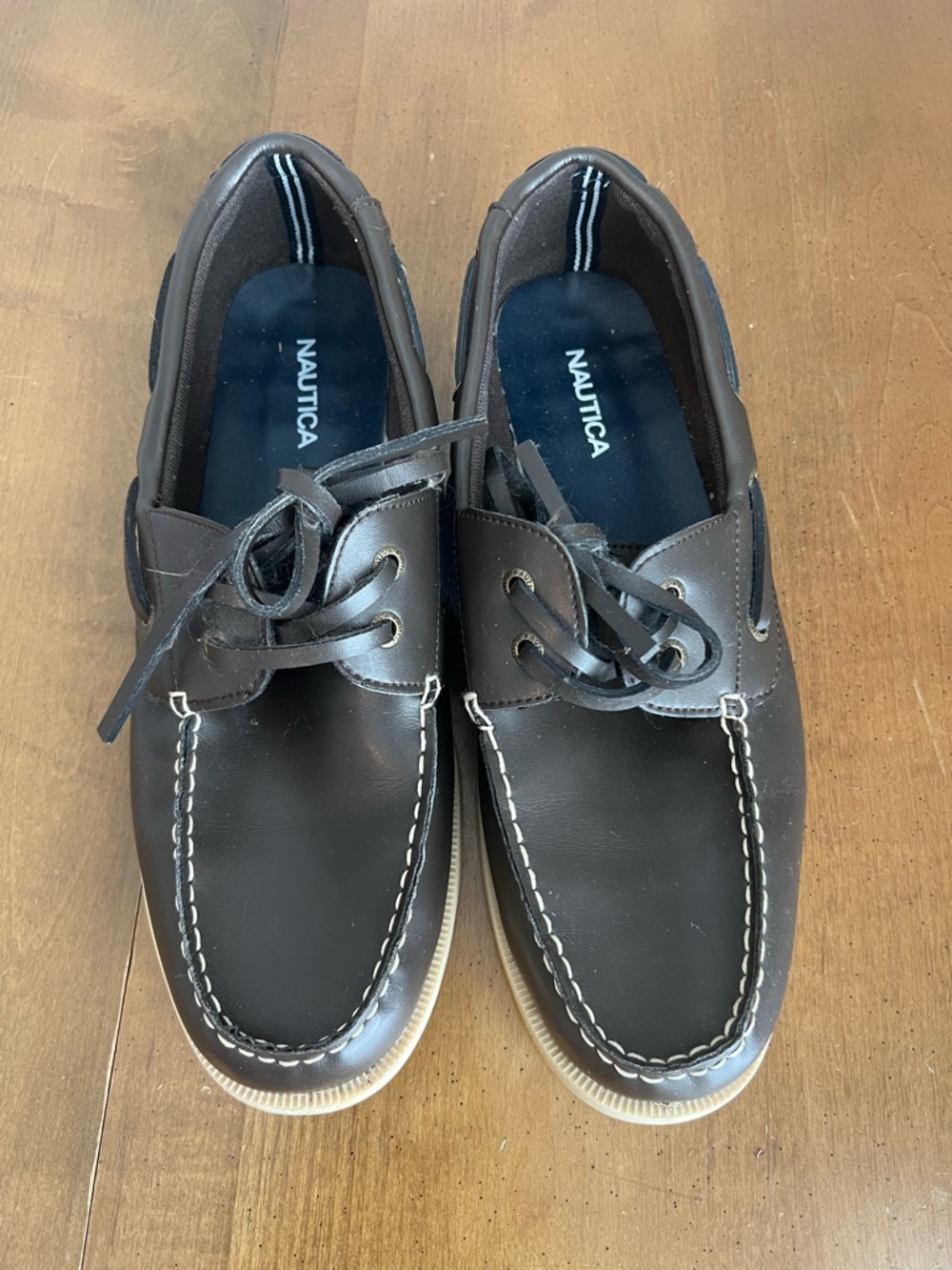 ⭐️ Nautica Men's Brown Leather‎ Boat Shoes Size 11